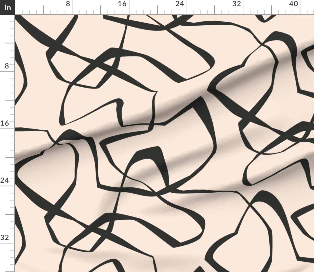 Imperfect Line Large Scale Scandinavian Organic Strokes Painterly Doodle Minimalist Japandi Beige Black Modern Custom Printed Fabric by Spoonflower Various Fabrics by the Yard or Fat Quarter